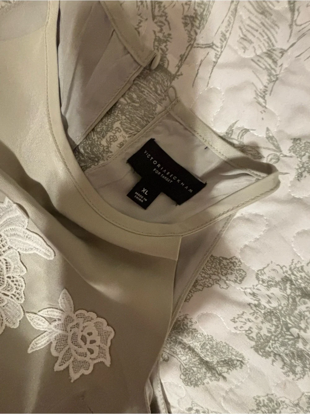 Victoria Beckham x Target girls sz XL khaki sage mist sundress floral appliqués